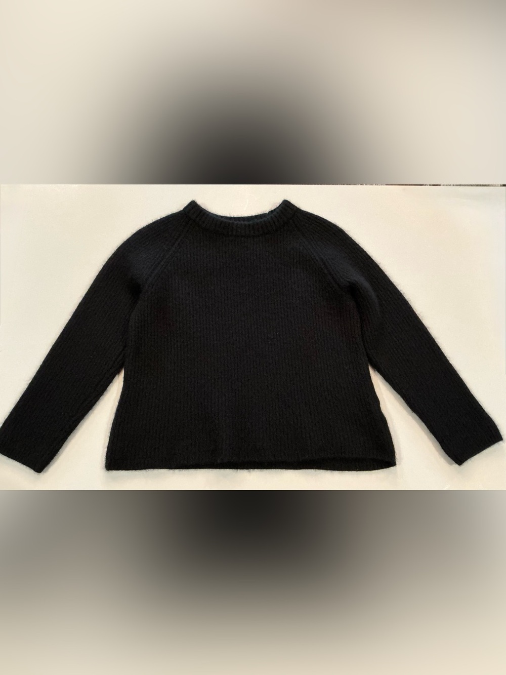 Quince Black Mongolian Cashmere Fisherman Crewneck Sweater L